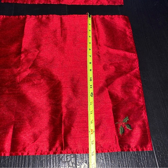 Cloth Holiday Christmas Dinner Napkins Embroidered Holly Berries Set Of‎ 6 - Picture 4 of 9